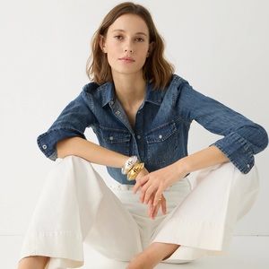 J crew jeans denim shirt with snap buttons- 10 Petite